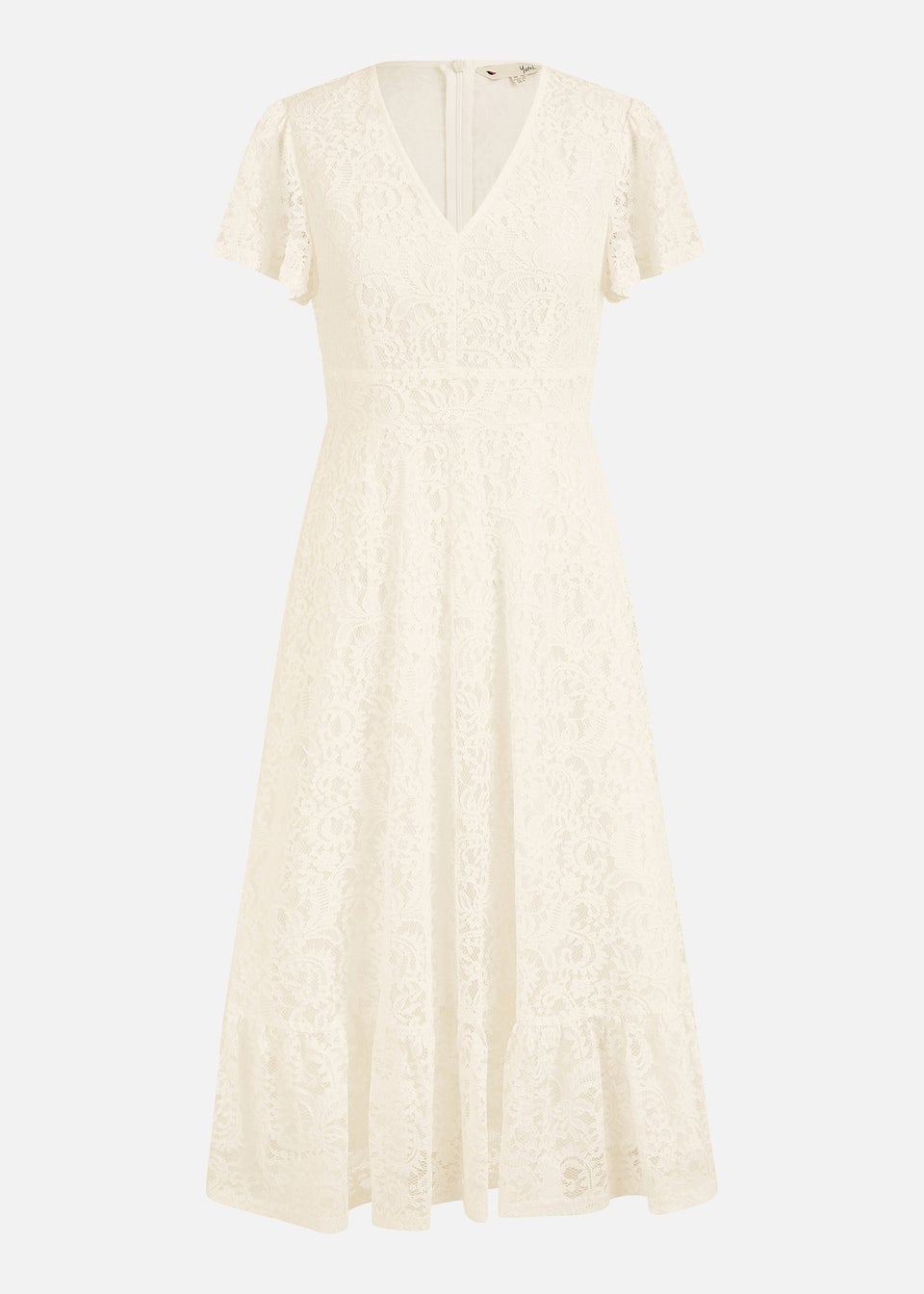 Yumi White Lace Midi Skater Dress
