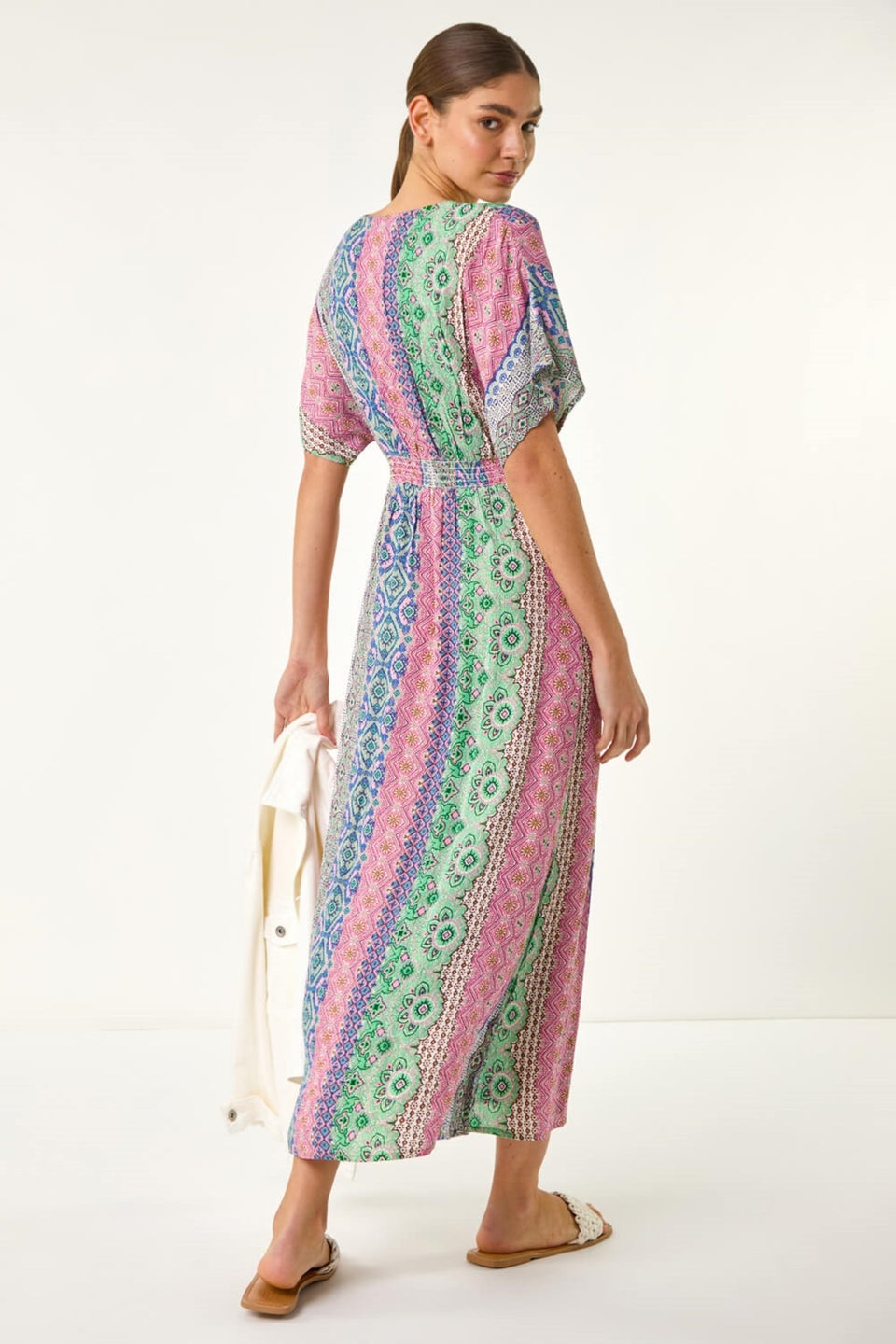 Roman Pink Boho Stripe Maxi Dress