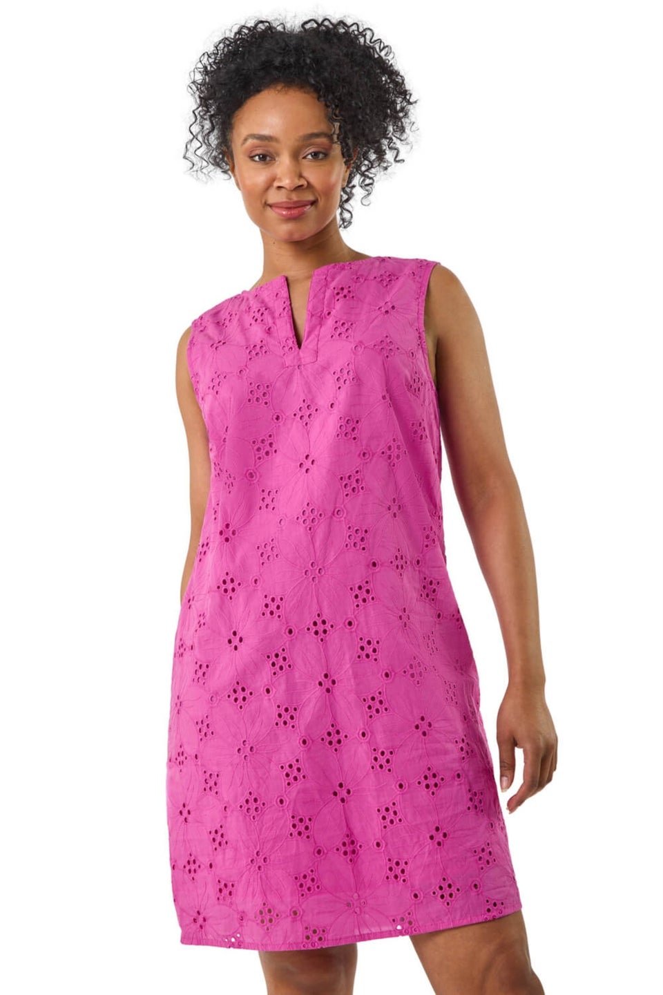Roman Magenta Petite Floral Embroidered Shift Dress