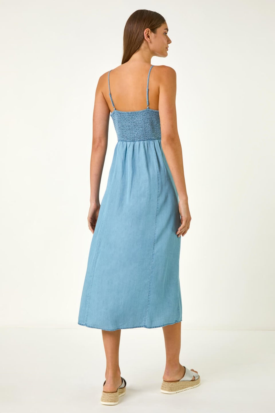 Roman Light Denim Ring Centre Midi Dress