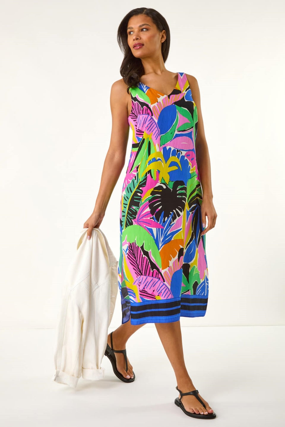 Roman Multi Tropical Print Midi Dress