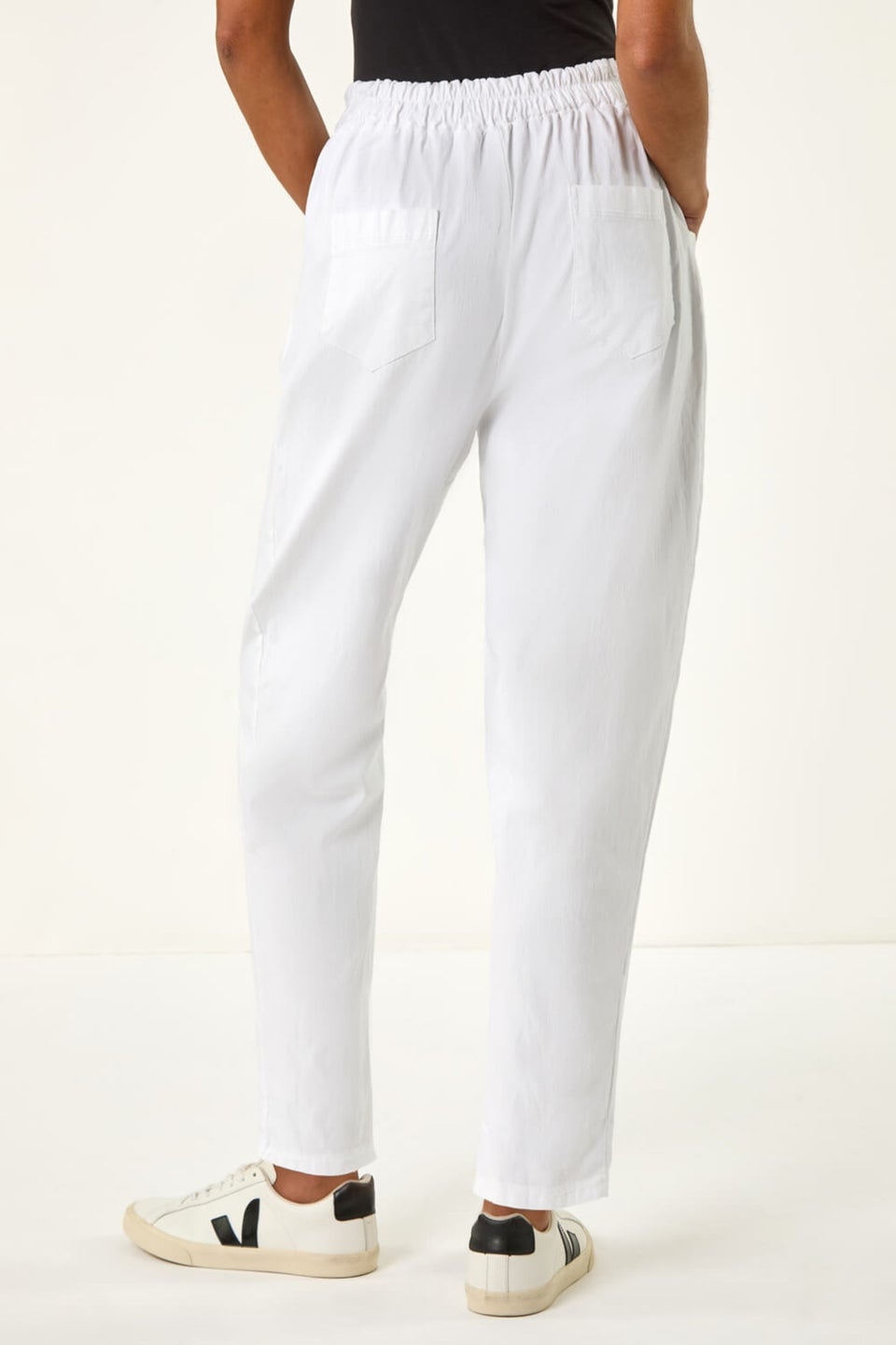 Roman White Seam Detail Cropped Trousers