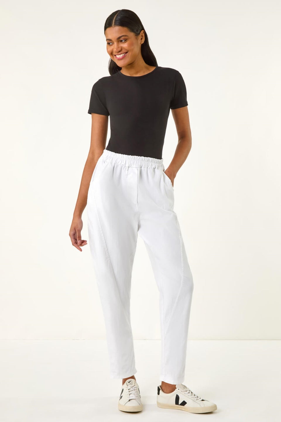 Roman White Seam Detail Cropped Trousers