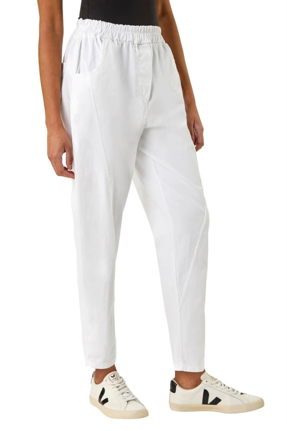 Roman White Seam Detail Cropped Trousers