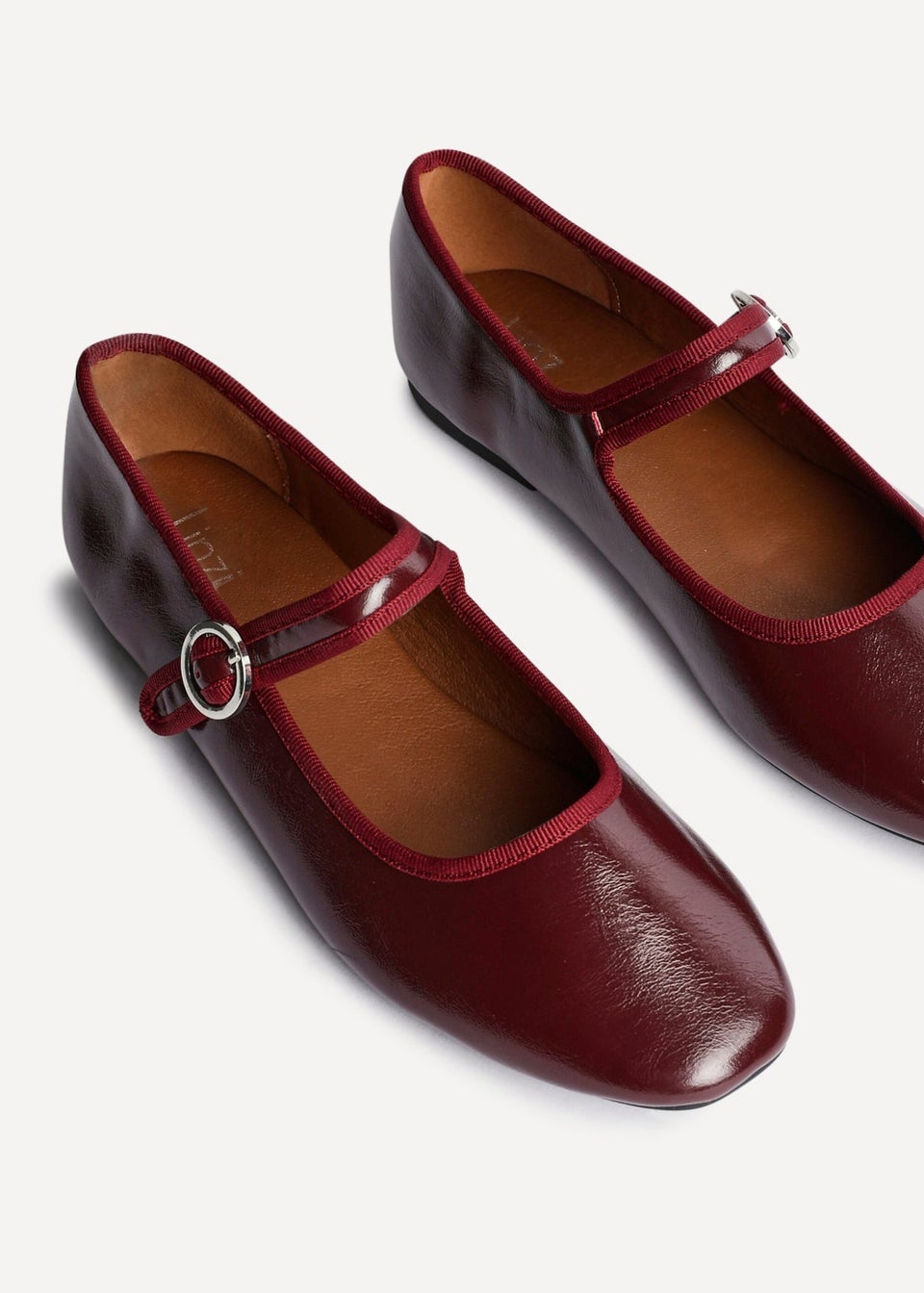 Linzi Graceful Burgundy Faux Leather Ballet Pumps
