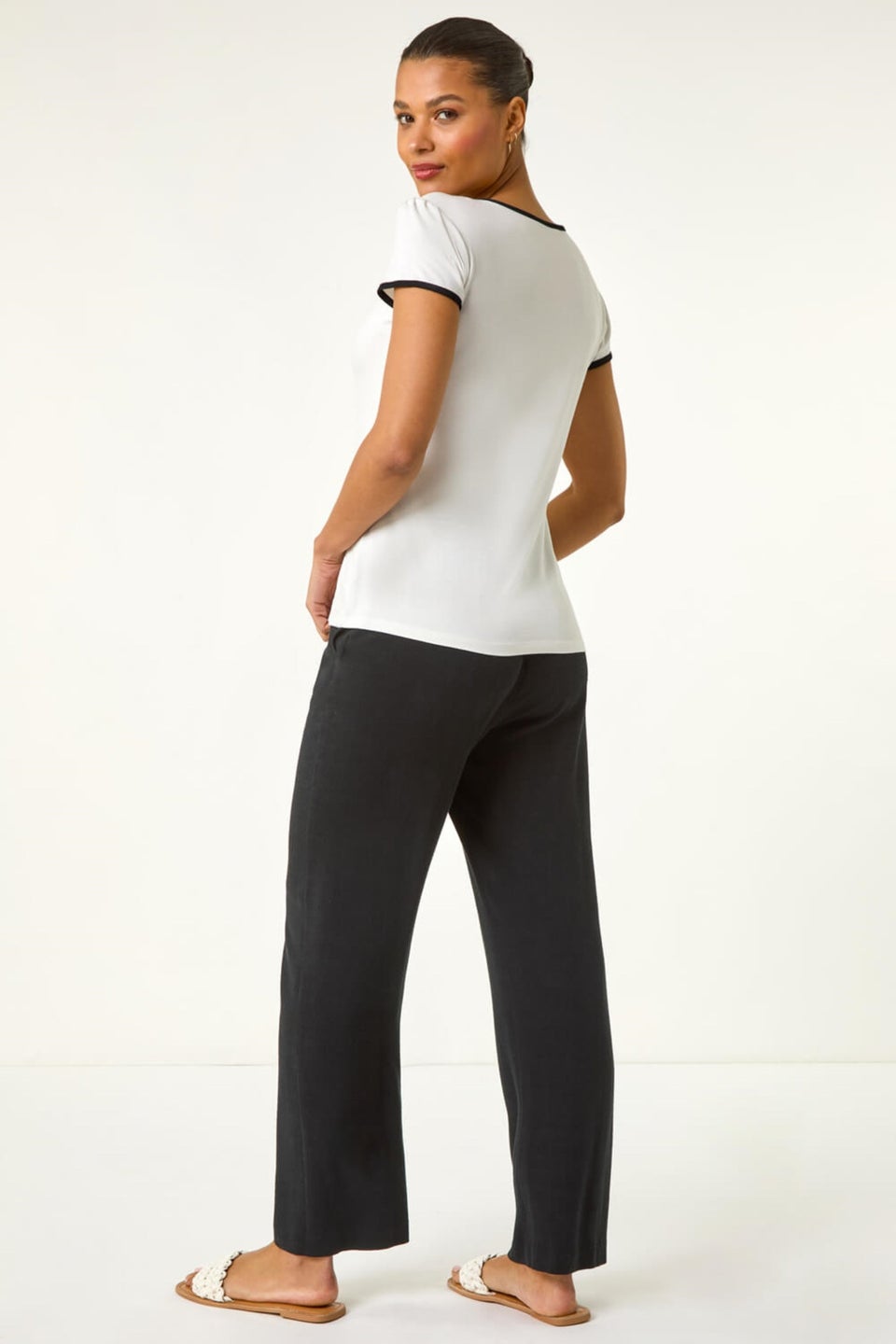Roman Ivory Bow Front Stretch Top