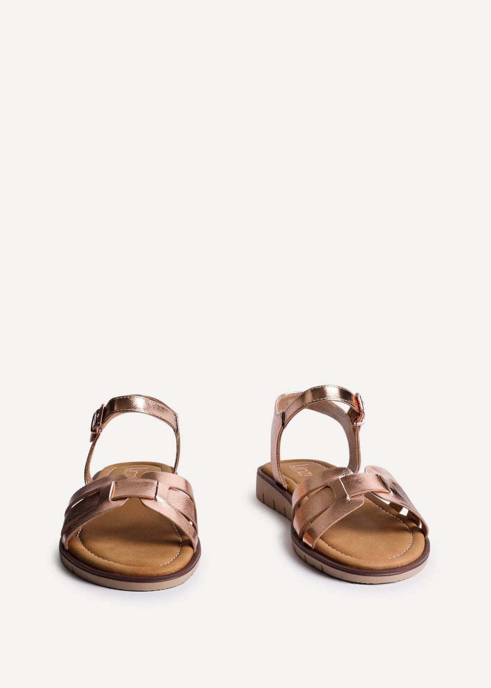 Linzi Twirl Wide Fit Rose Gold Faux Leather Two Part Sandal