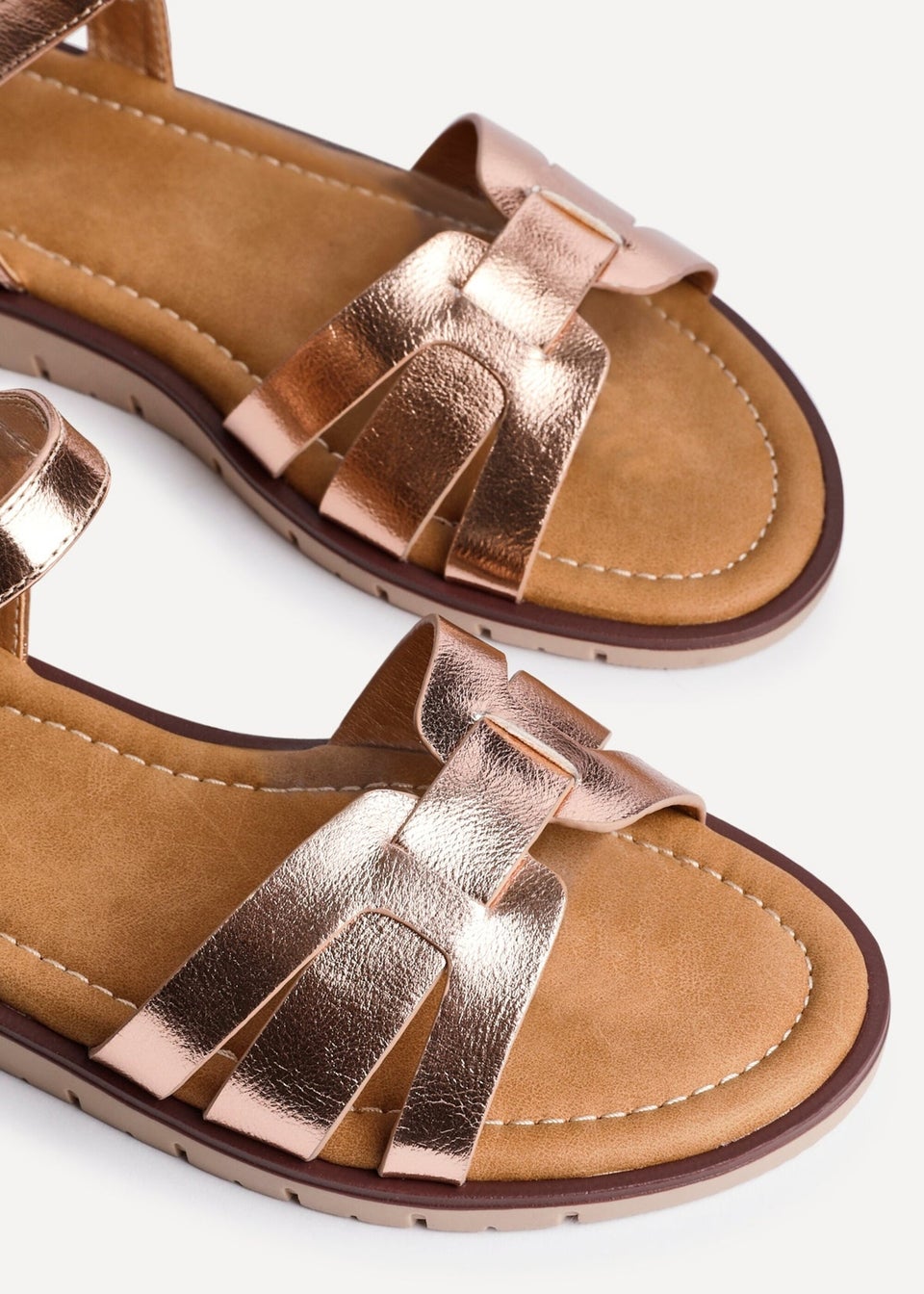 Linzi Twirl Wide Fit Rose Gold Faux Leather Two Part Sandal