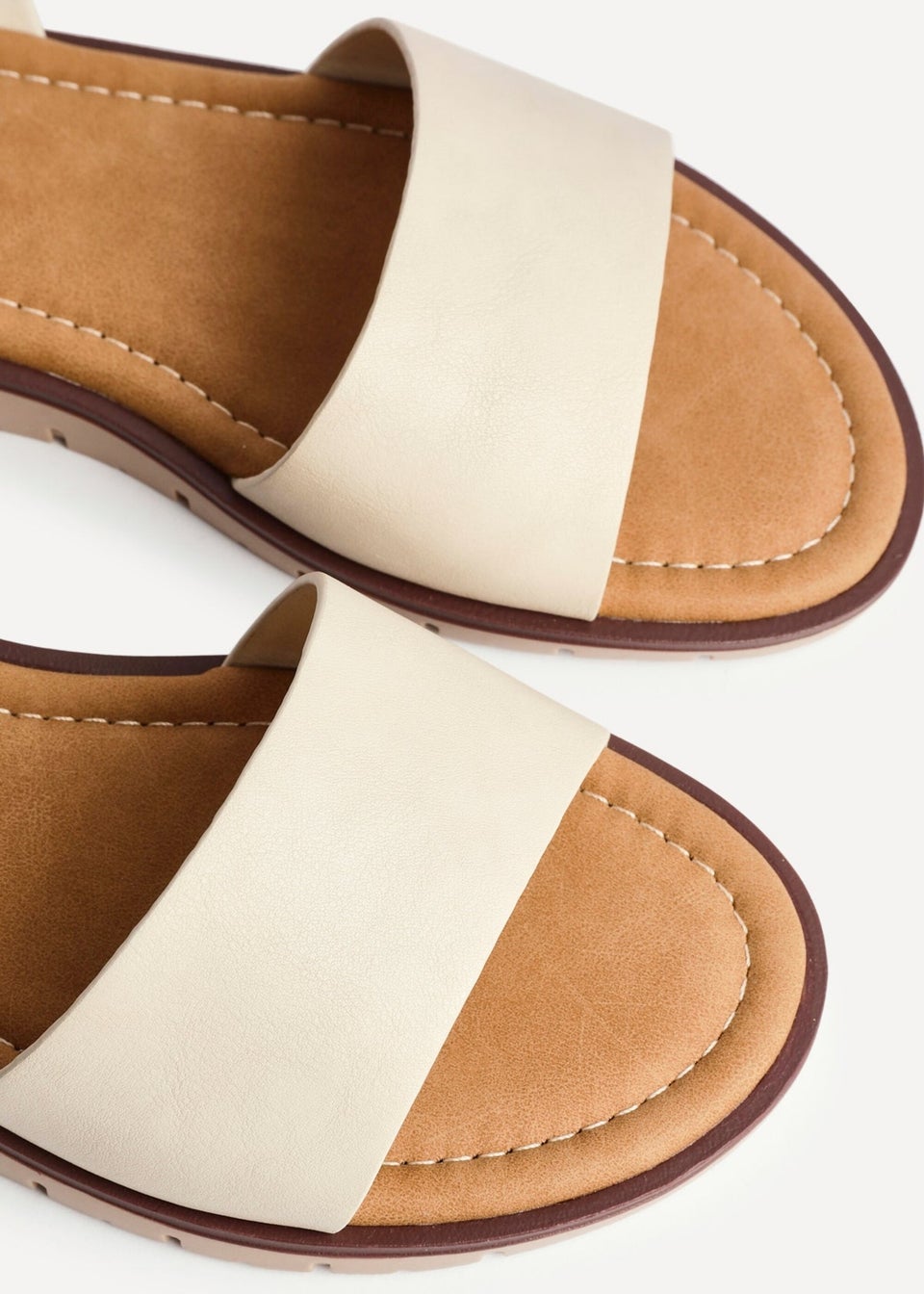 Linzi Denia Wide Fit Nude Faux Leather Footbed Two Part Sandal