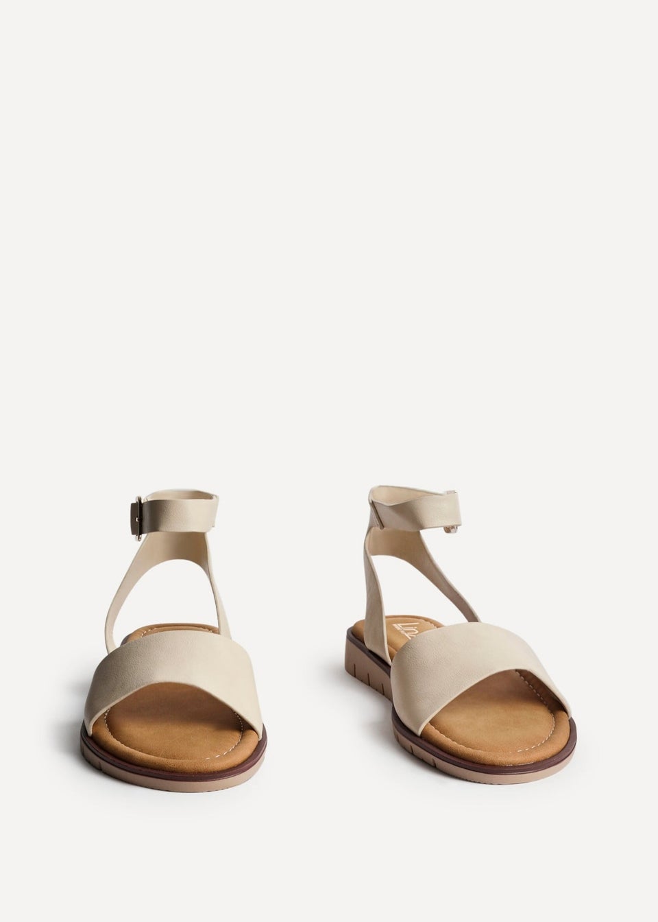 Linzi Denia Wide Fit Nude Faux Leather Footbed Two Part Sandal
