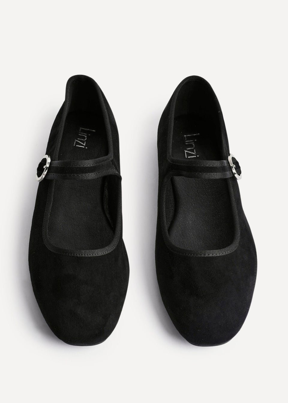 Linzi Graceful Black Faux Suede Ballet Pumps
