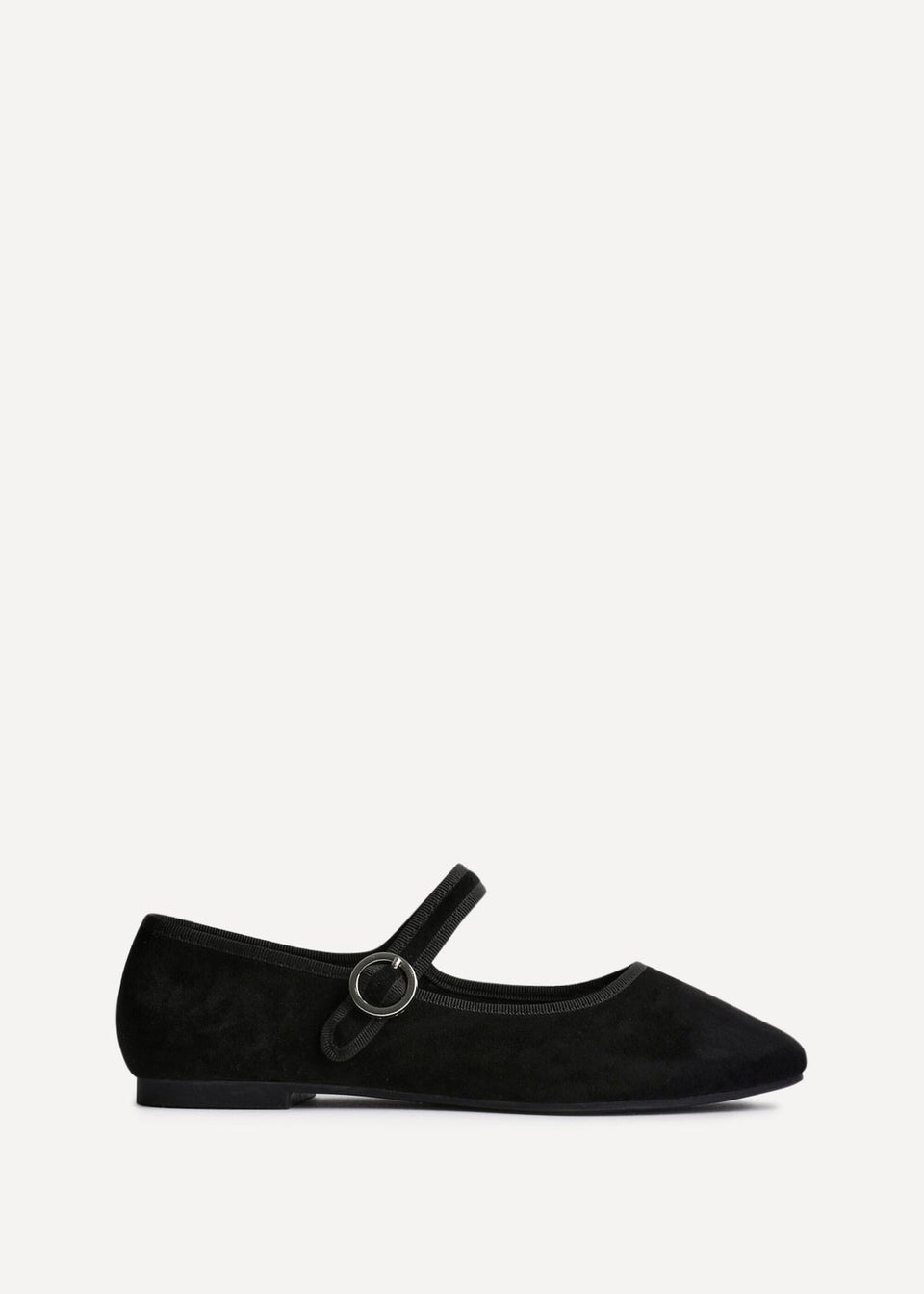 Linzi Graceful Black Faux Suede Ballet Pumps