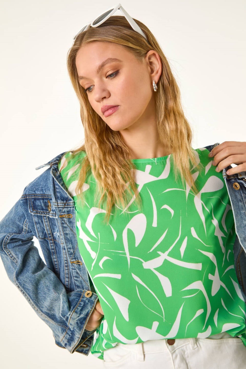 Roman Green Abstract Print Stretch T Shirt