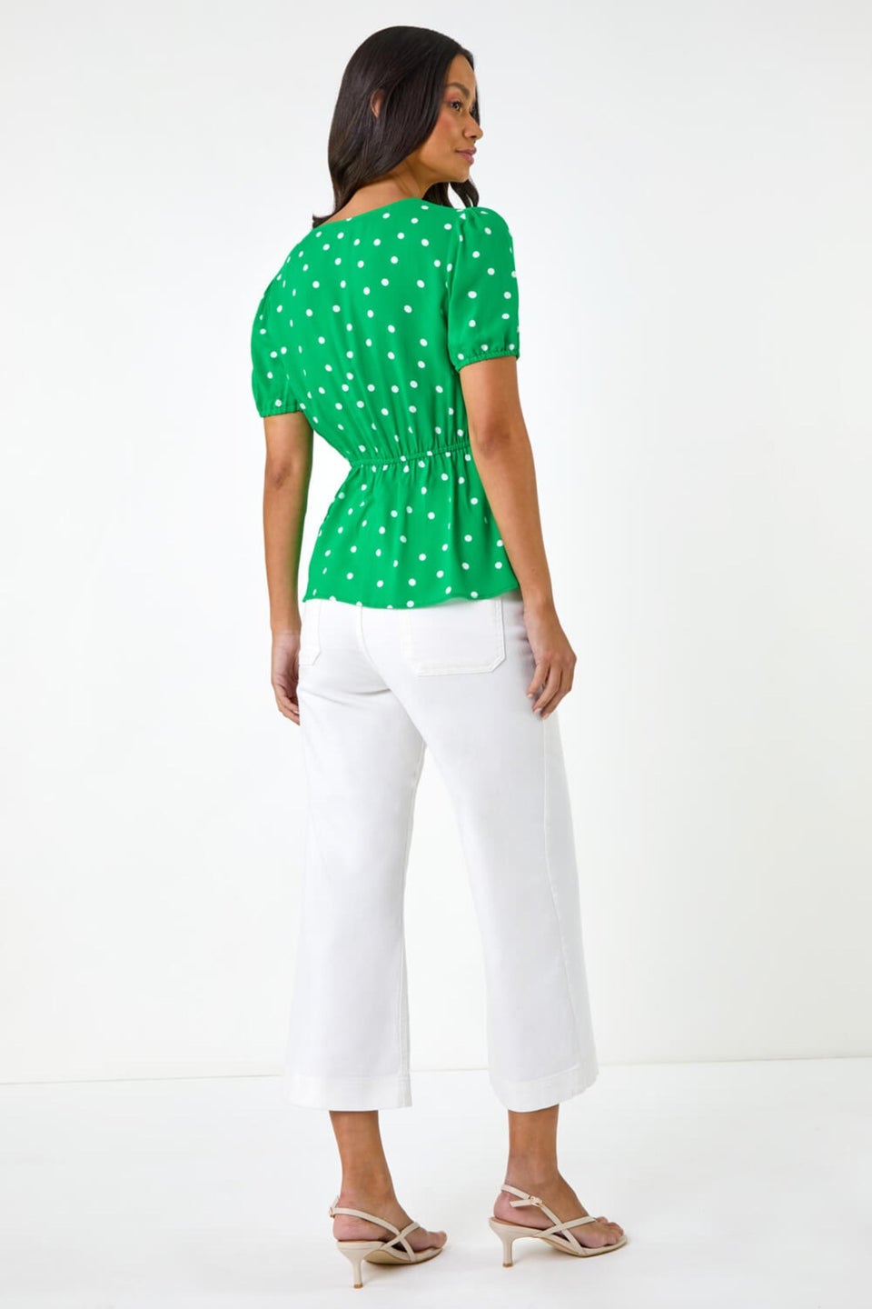 Dusk Green Dusk Spot Print Tie Front Top