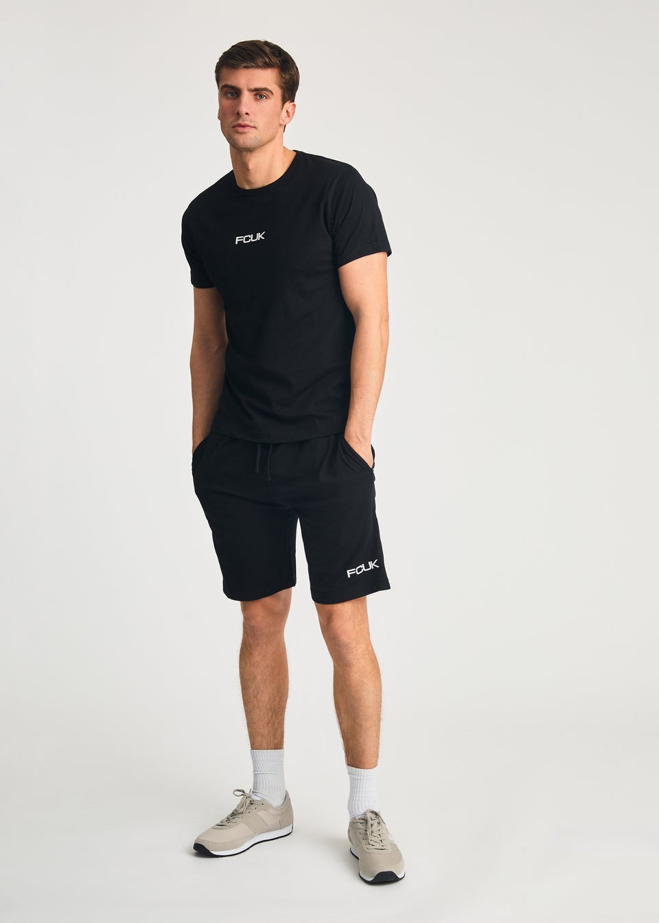 French Connection Black Cotton Short Sleeve T-Shirt & Short Set