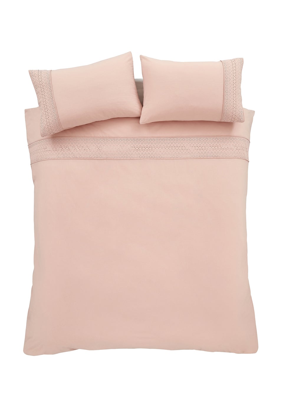Catherine Lansfield Broderie Anglaise Blush Duvet Cover Set