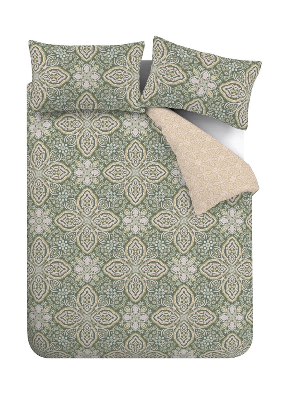 Pineapple Elephant Green Alba Geo Reversible Duvet Cover Set