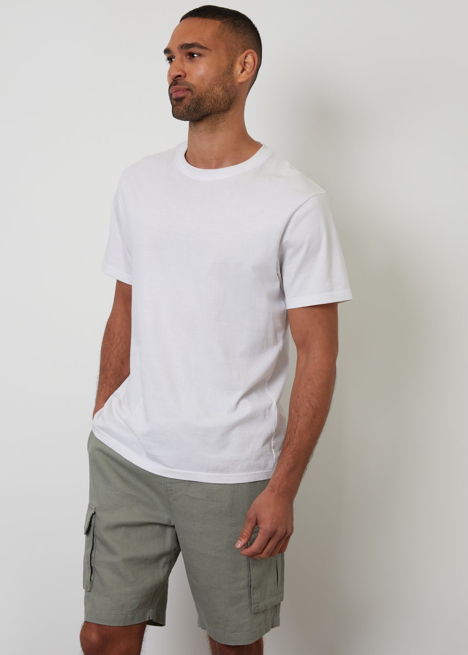 Threadbare Soft Green Linen Blend Cargo Shorts