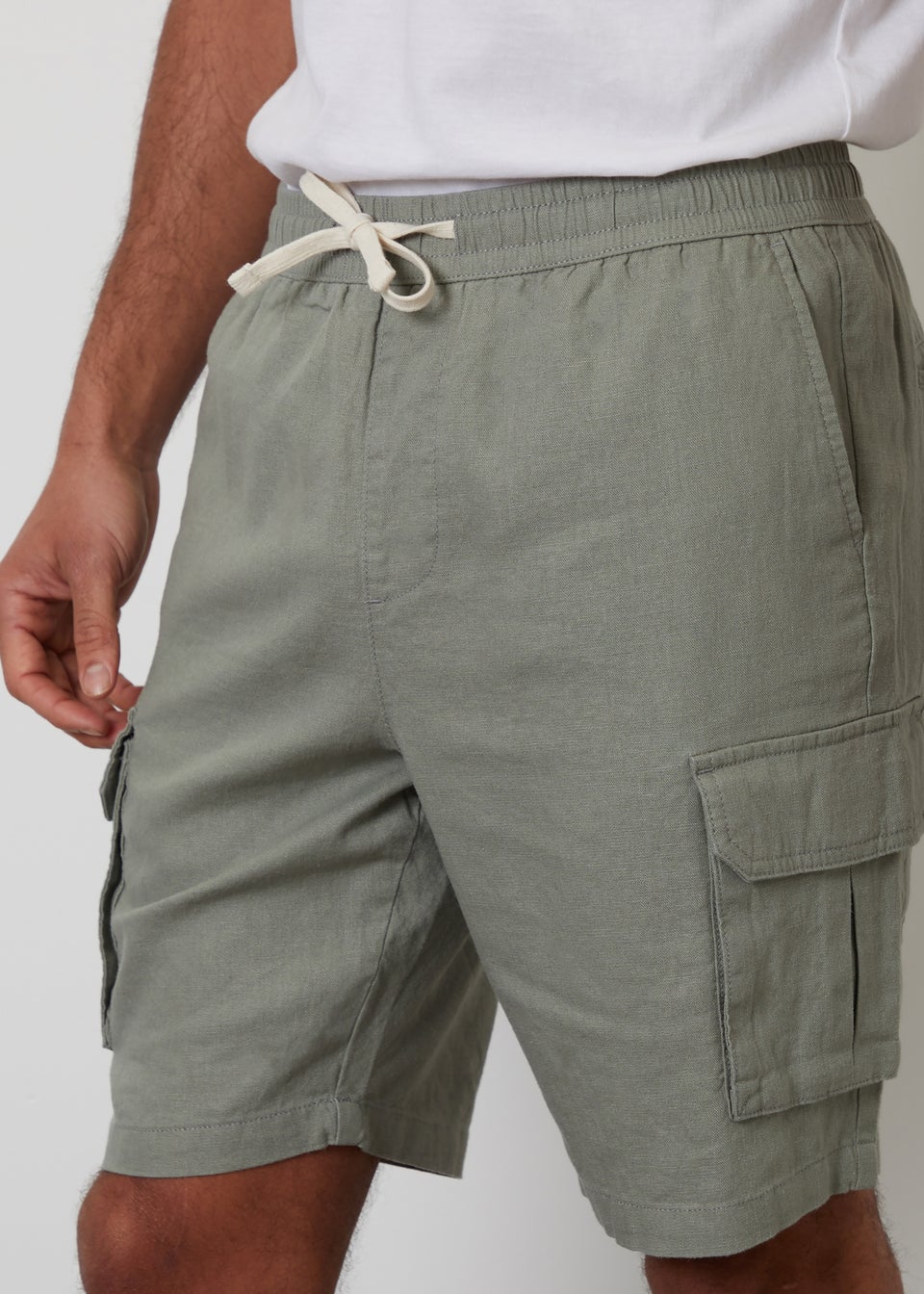Threadbare Soft Green Linen Blend Cargo Shorts