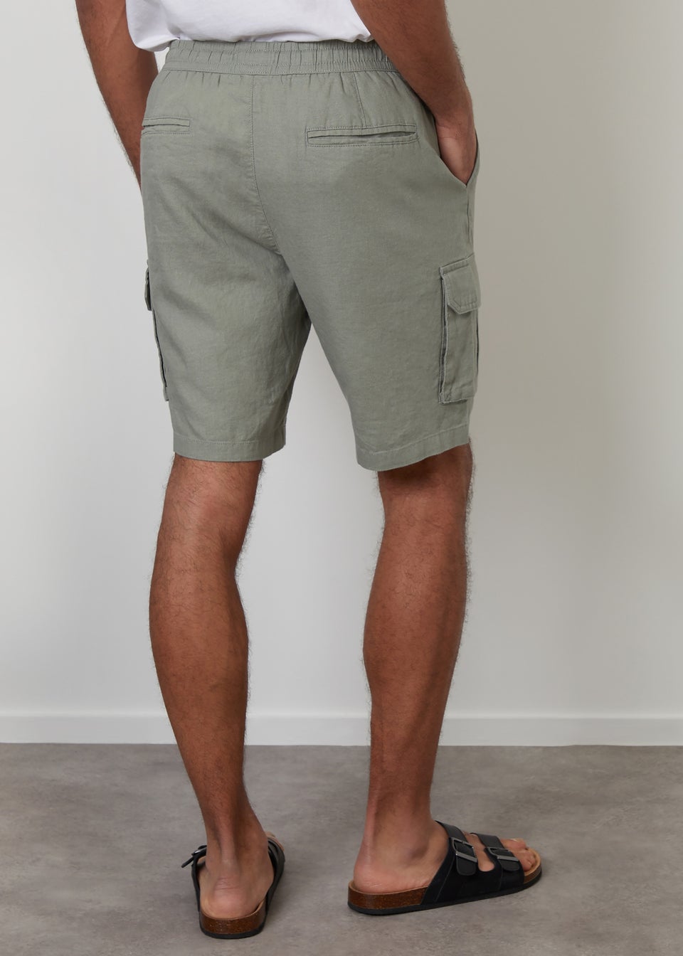 Threadbare Soft Green Linen Blend Cargo Shorts