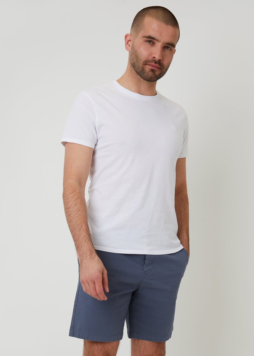 Threadbare Blue Cotton Regular Fit Stretch Chino Shorts