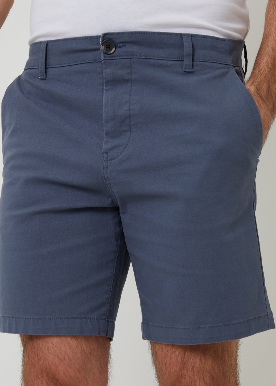 Threadbare Blue Cotton Regular Fit Stretch Chino Shorts