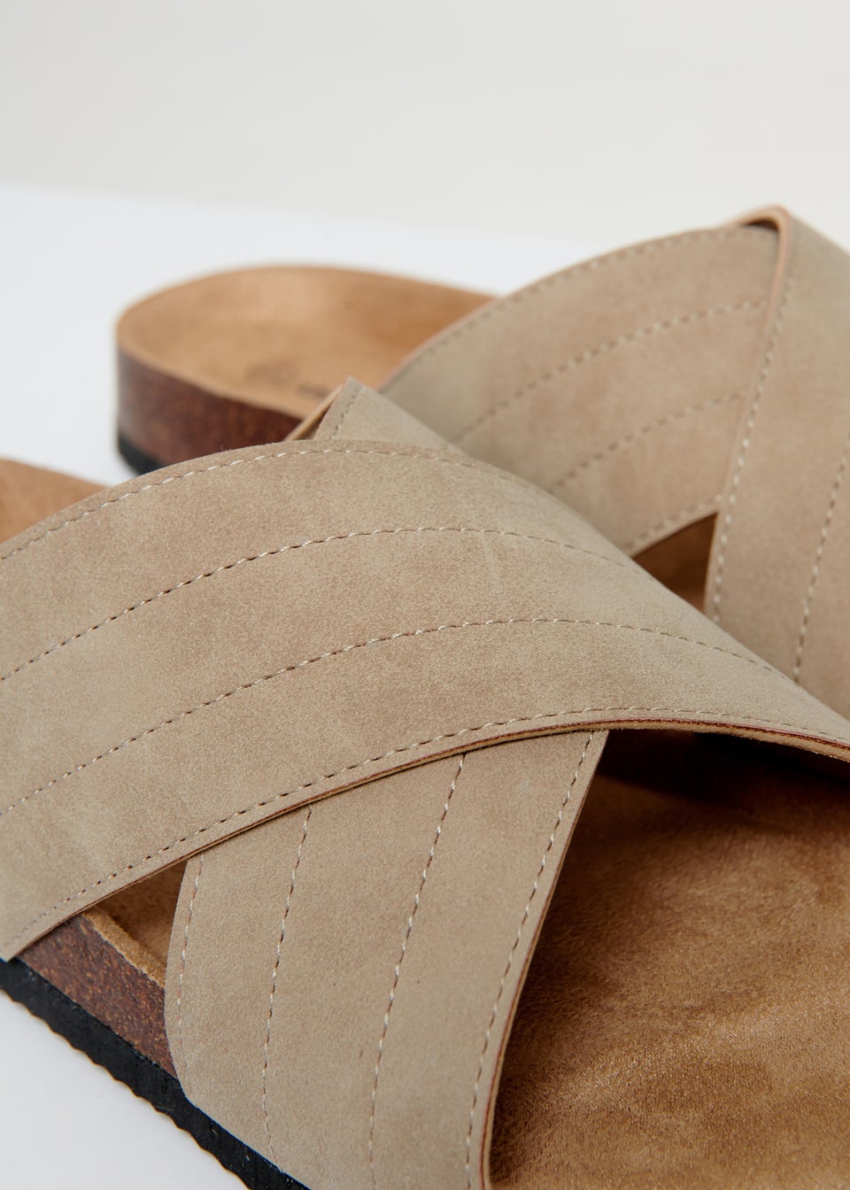 Threadbare Beige Faux Suede Cross Strap Sandals