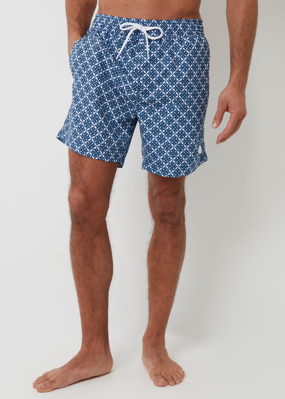 Threadbare Navy 2 Pack Geometric Floral Print Swim Shorts
