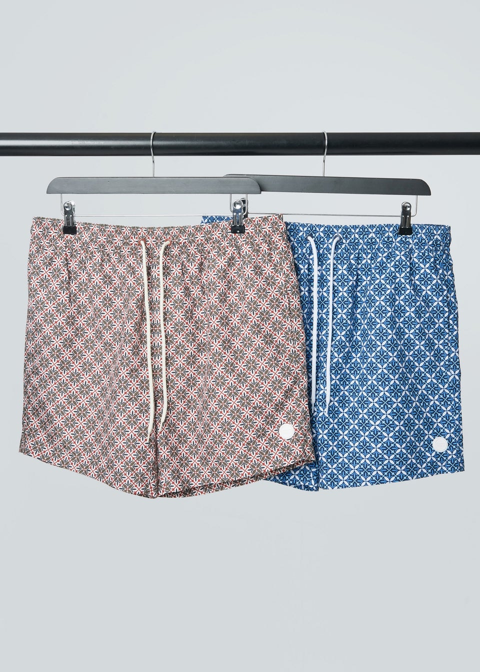 Threadbare Navy 2 Pack Geometric Floral Print Swim Shorts