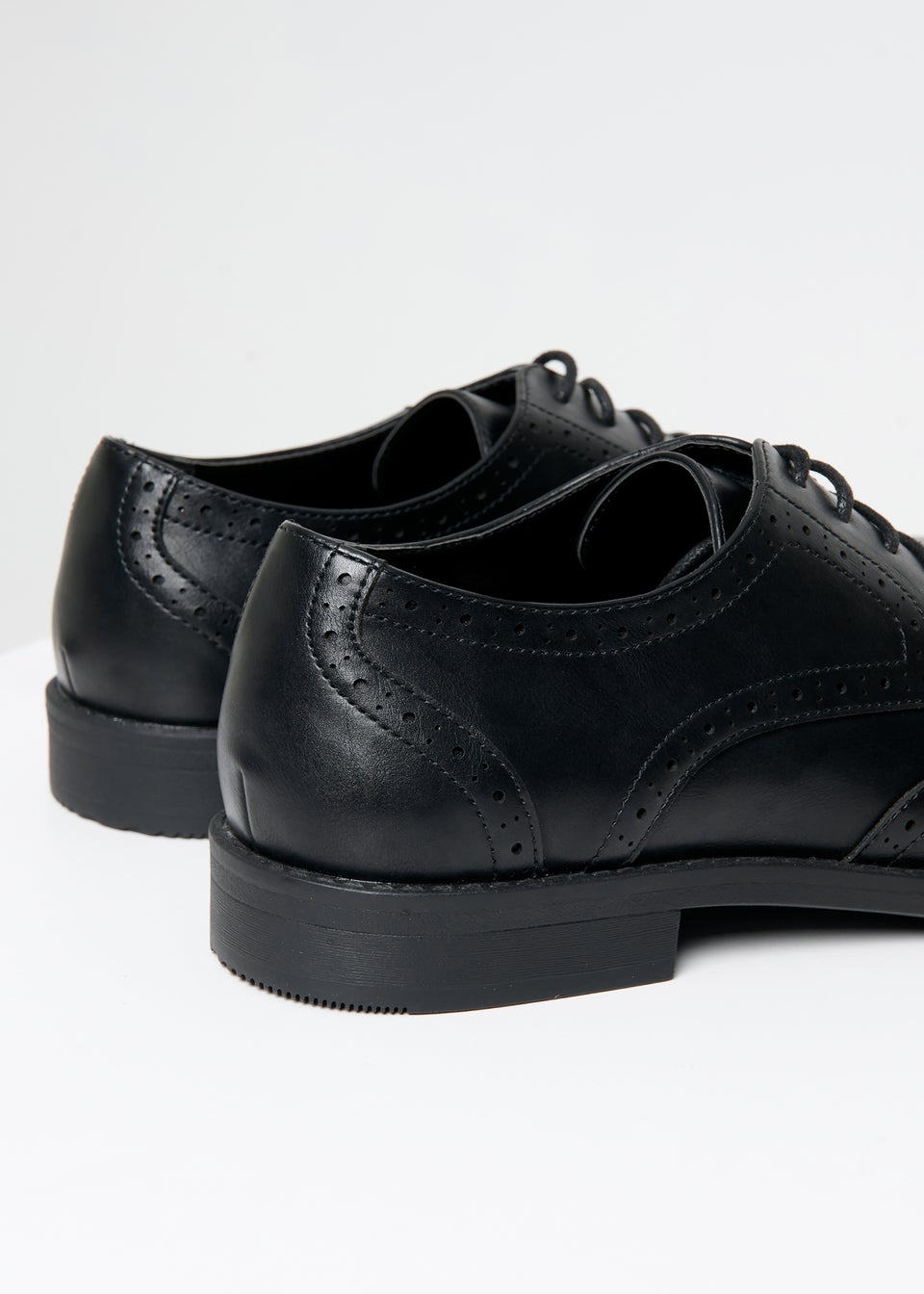 Threadbare Black Faux Leather Brogues