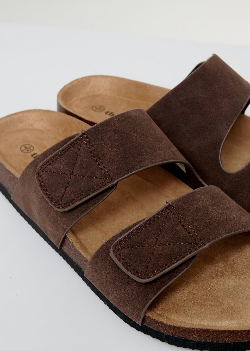 Threadbare Chocolate Faux Suede Two Strap Sandals