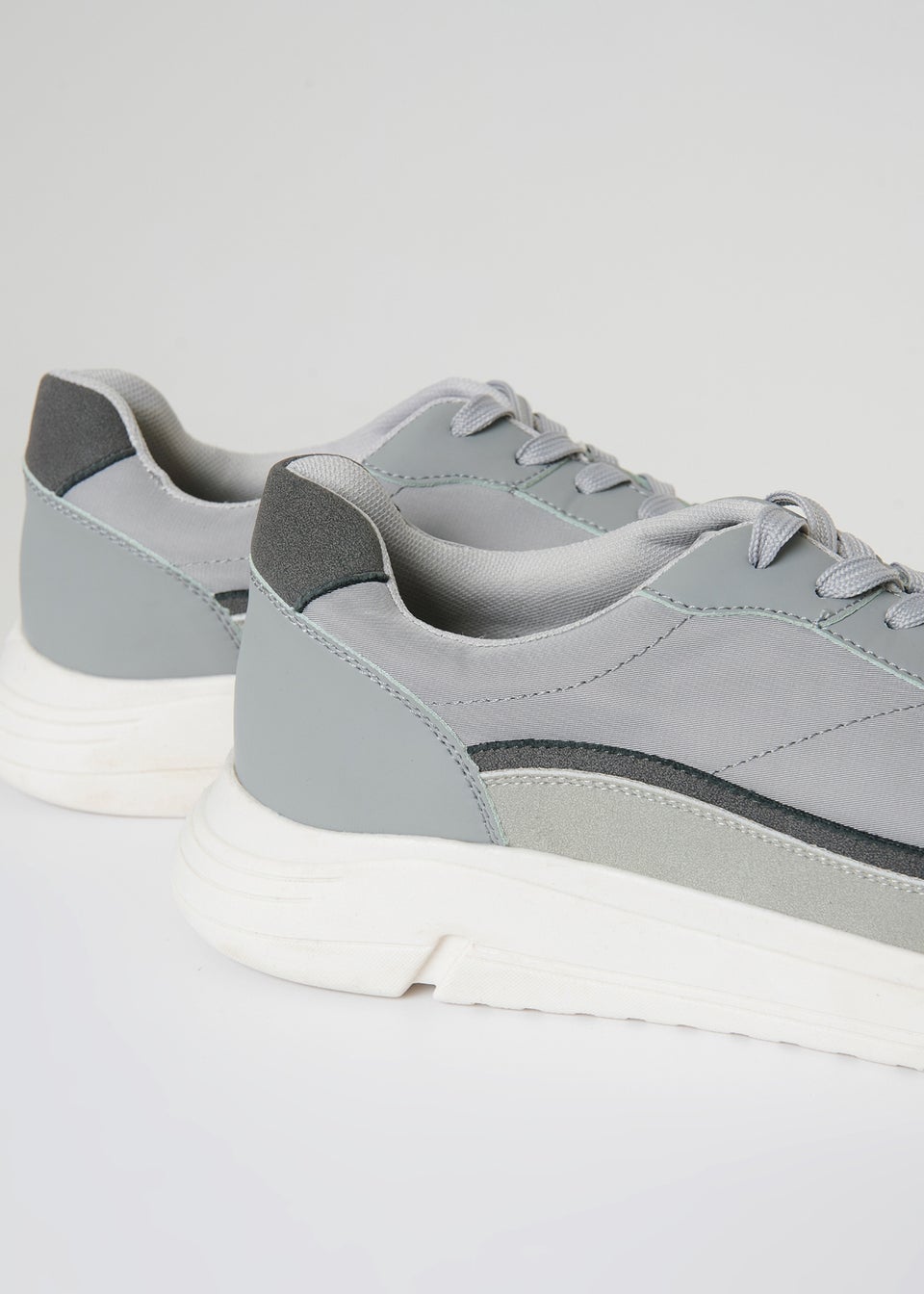 Threadbare Grey Retro Panelled Court Trainers