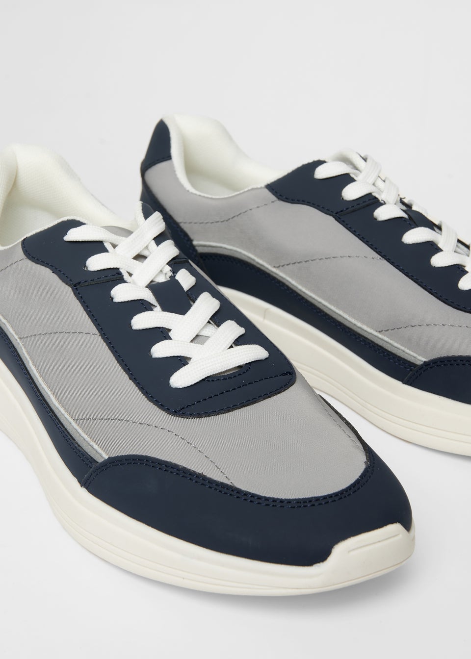 Threadbare Navy Retro Panelled Court Trainers