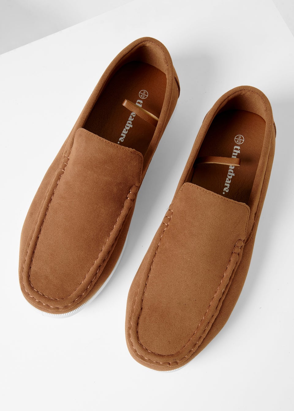 Threadbare Tan Faux Suede Slip On Loafers