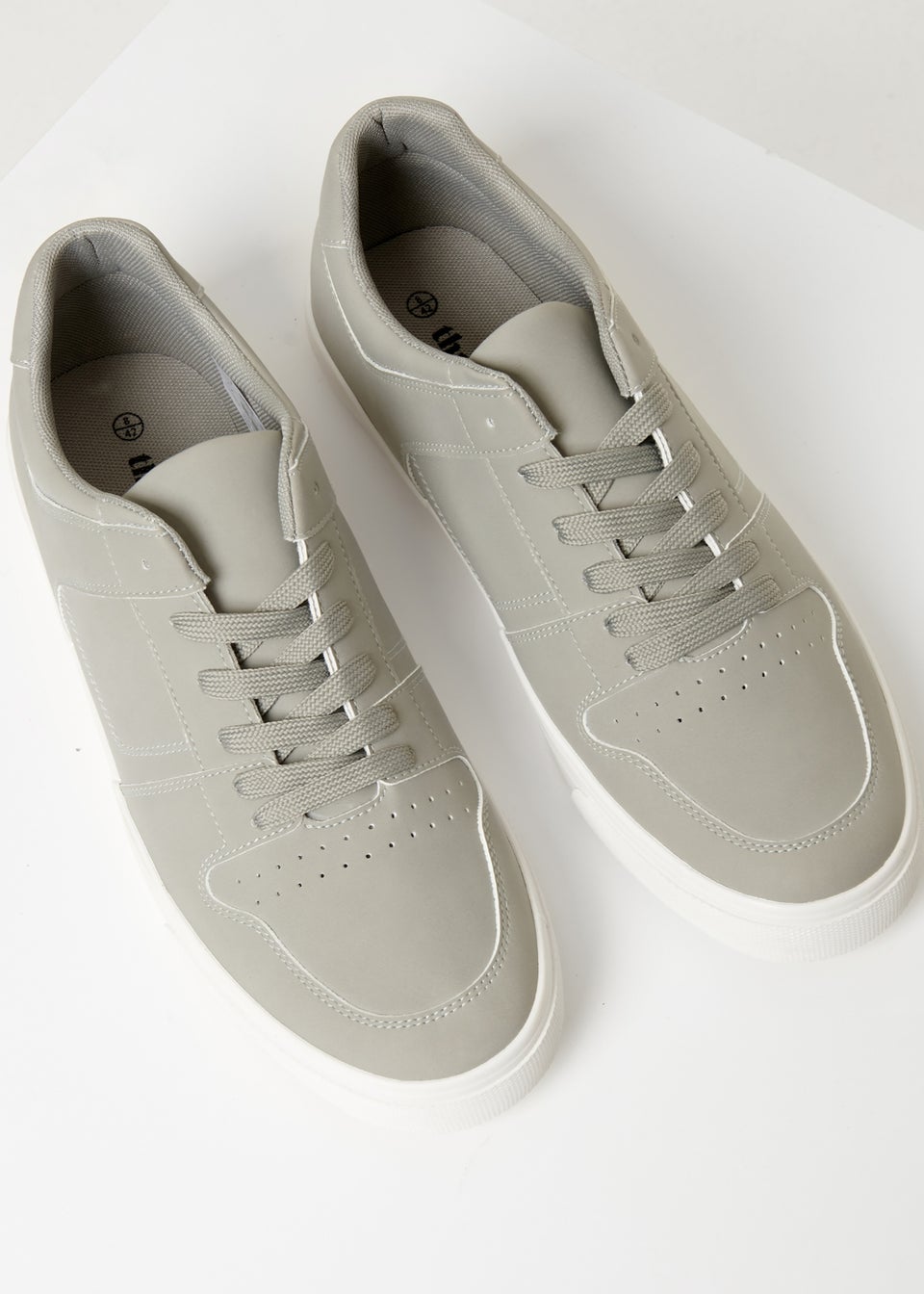 Threadbare Grey Stitch Detail Court Trainers