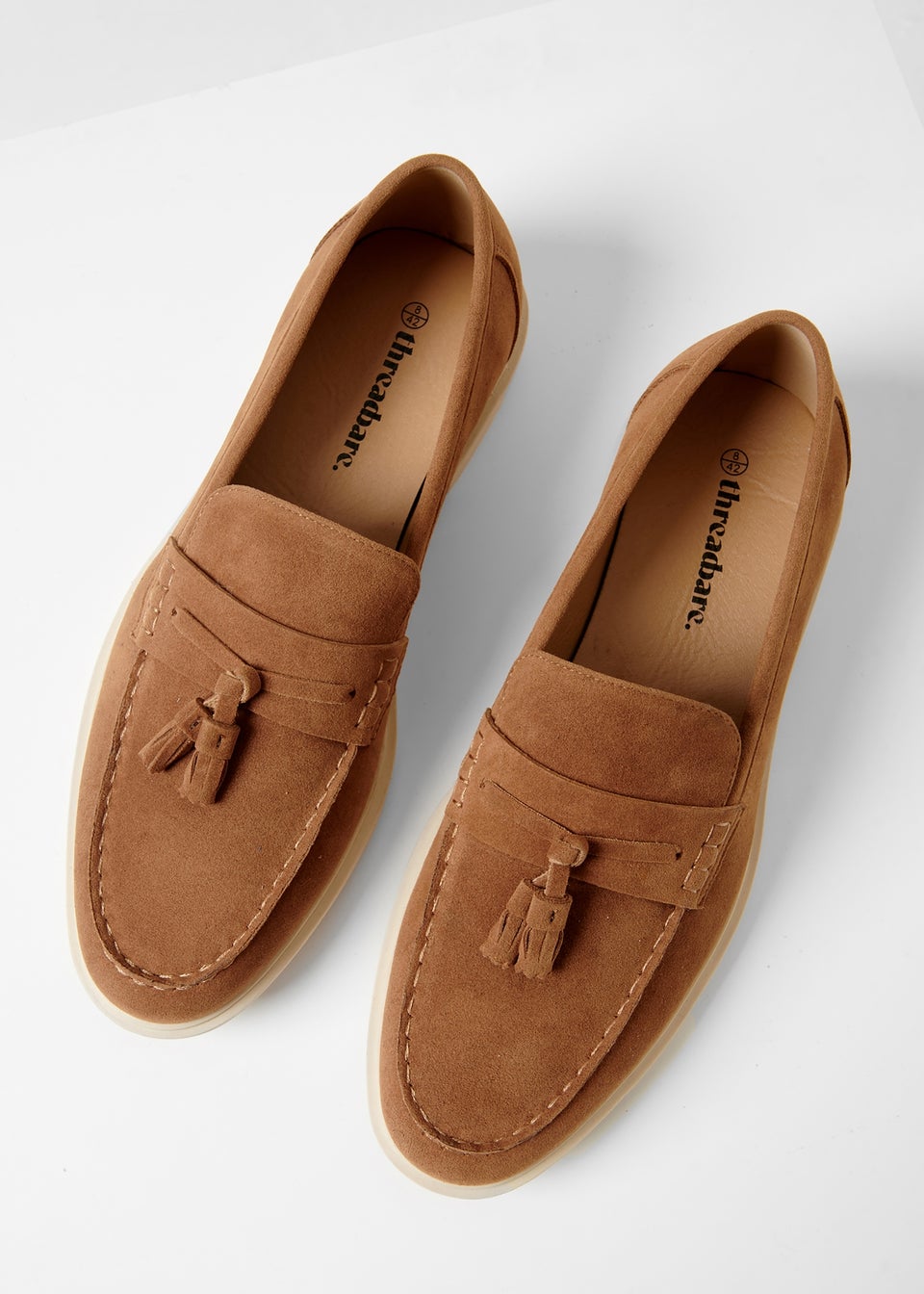 Threadbare Tan Faux Suede Tassel Loafers