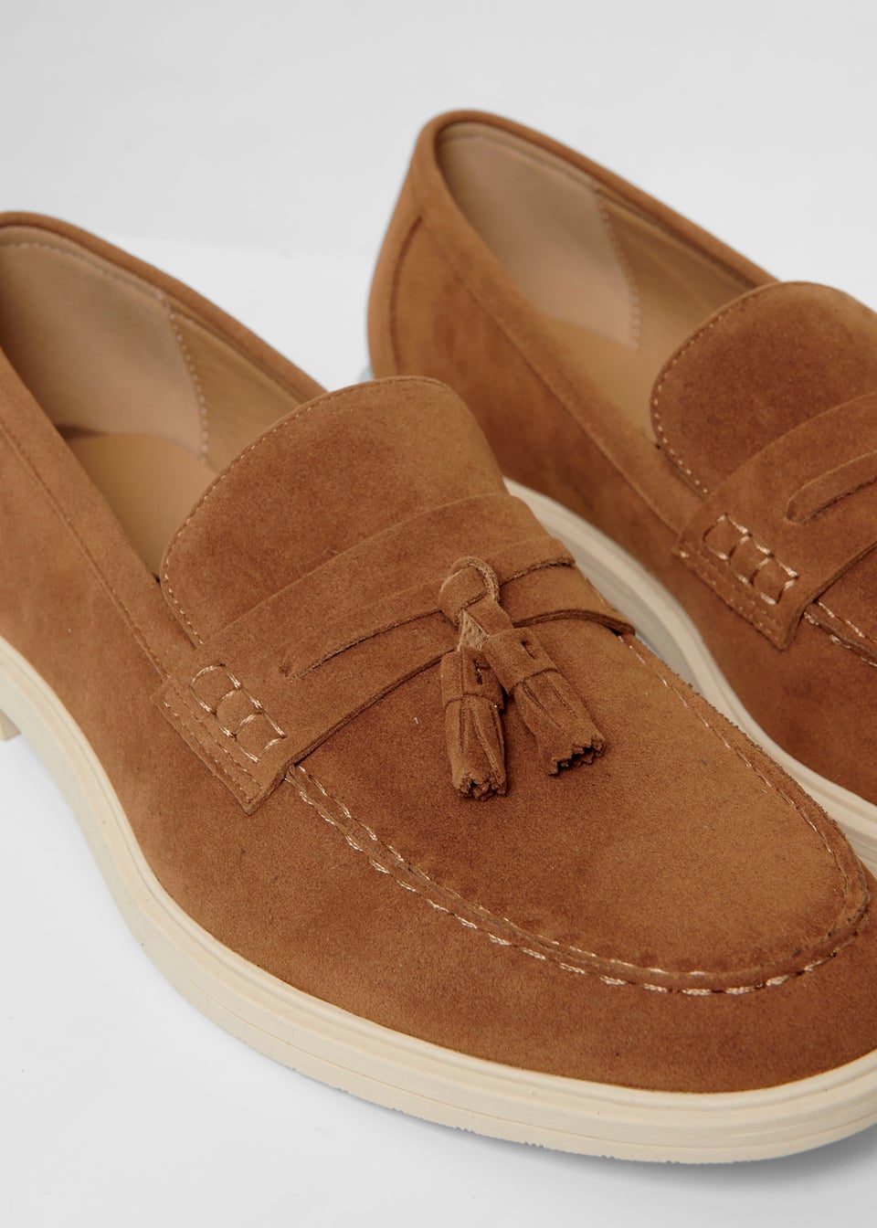 Threadbare Tan Faux Suede Tassel Loafers