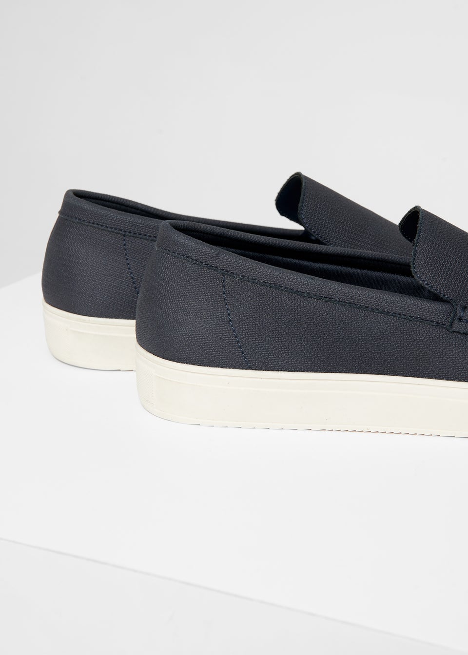 Threadbare Navy Textured Slip On Loafers