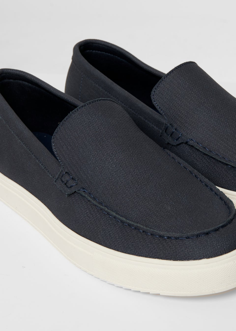 Threadbare Navy Textured Slip On Loafers