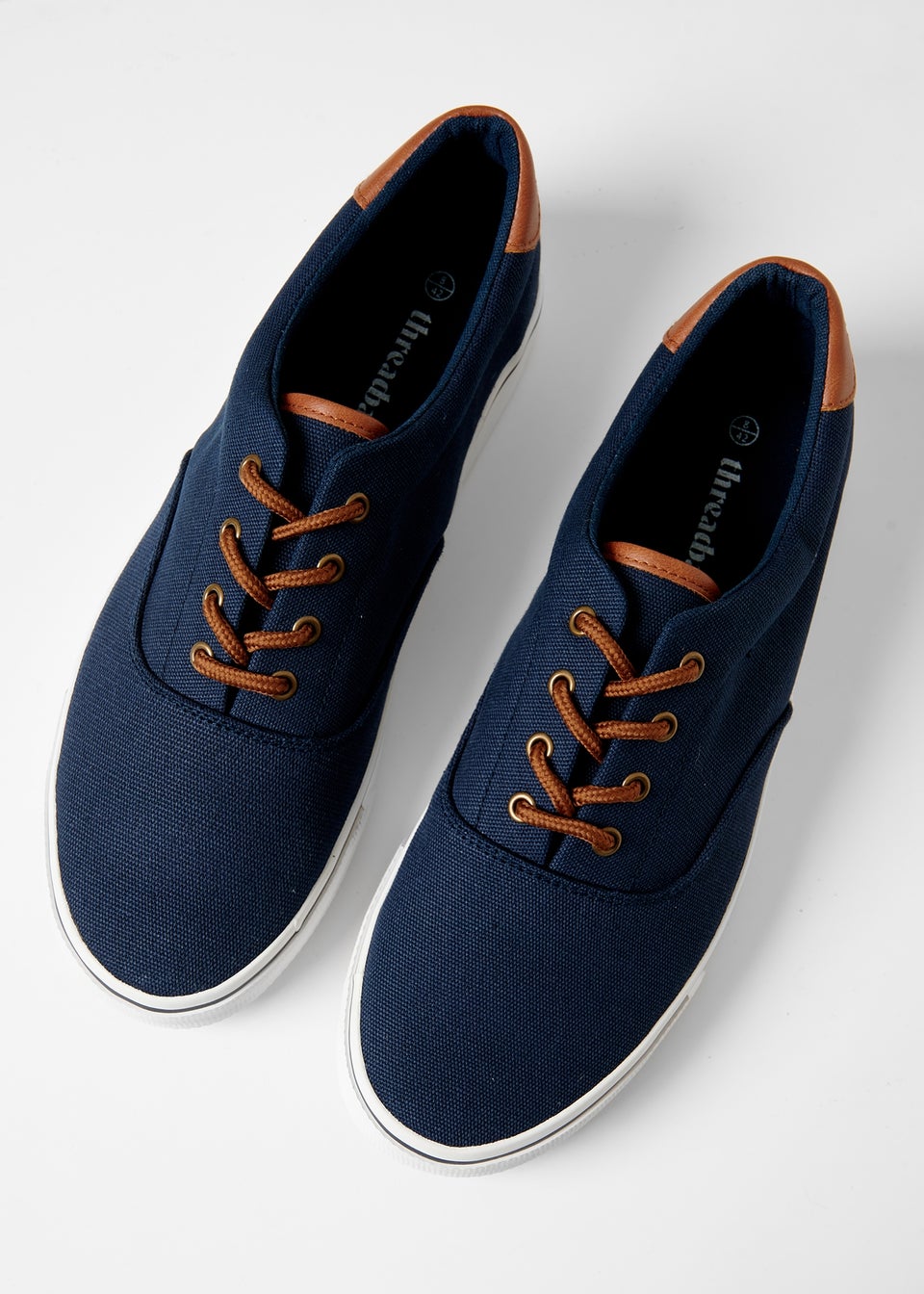 Threadbare Navy Lace-Up Canvas Trainers