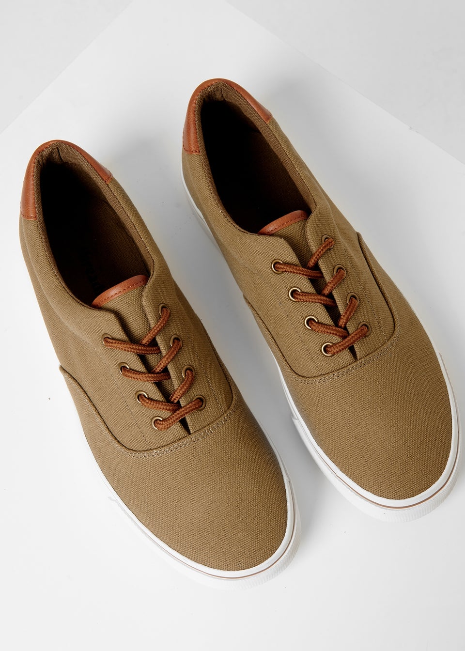 Threadbare Khaki Lace-Up Canvas Trainers