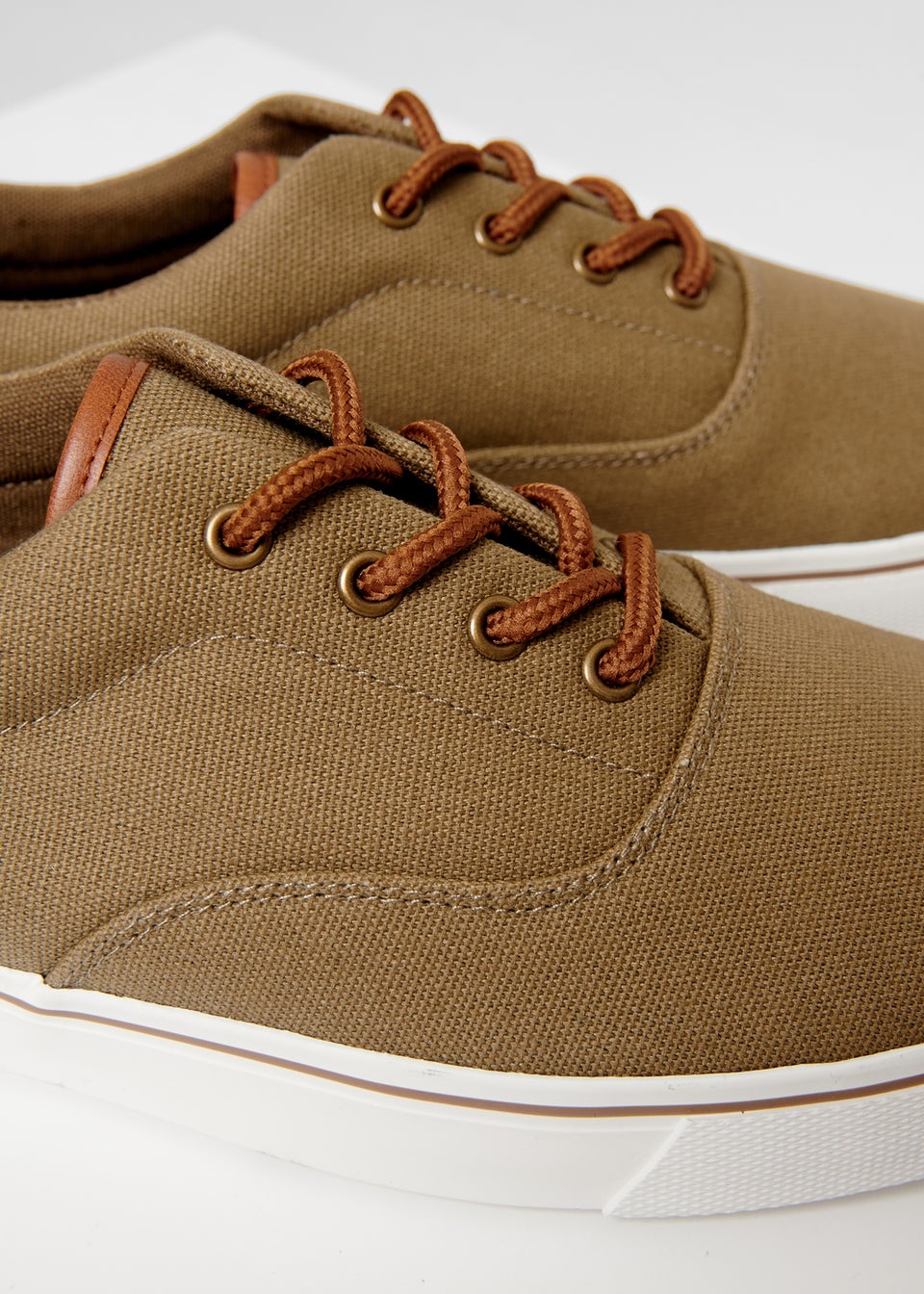 Threadbare Khaki Lace-Up Canvas Trainers