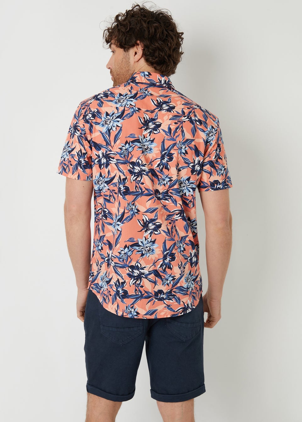 Threadbare Apricot Latham Cotton Floral Print Short Sleeve Shirt
