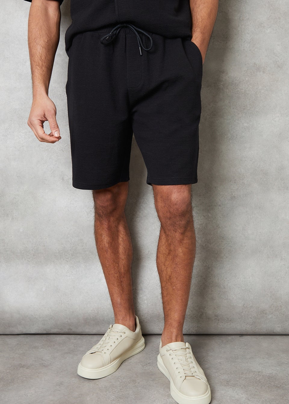 Threadbare Black Textured Elasticated Waist Shorts