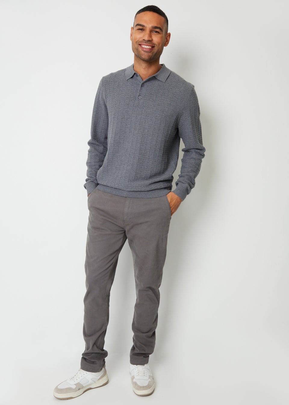 Threadbare Dark Grey Salerno Slim Fit Canvas Trousers With Stretch