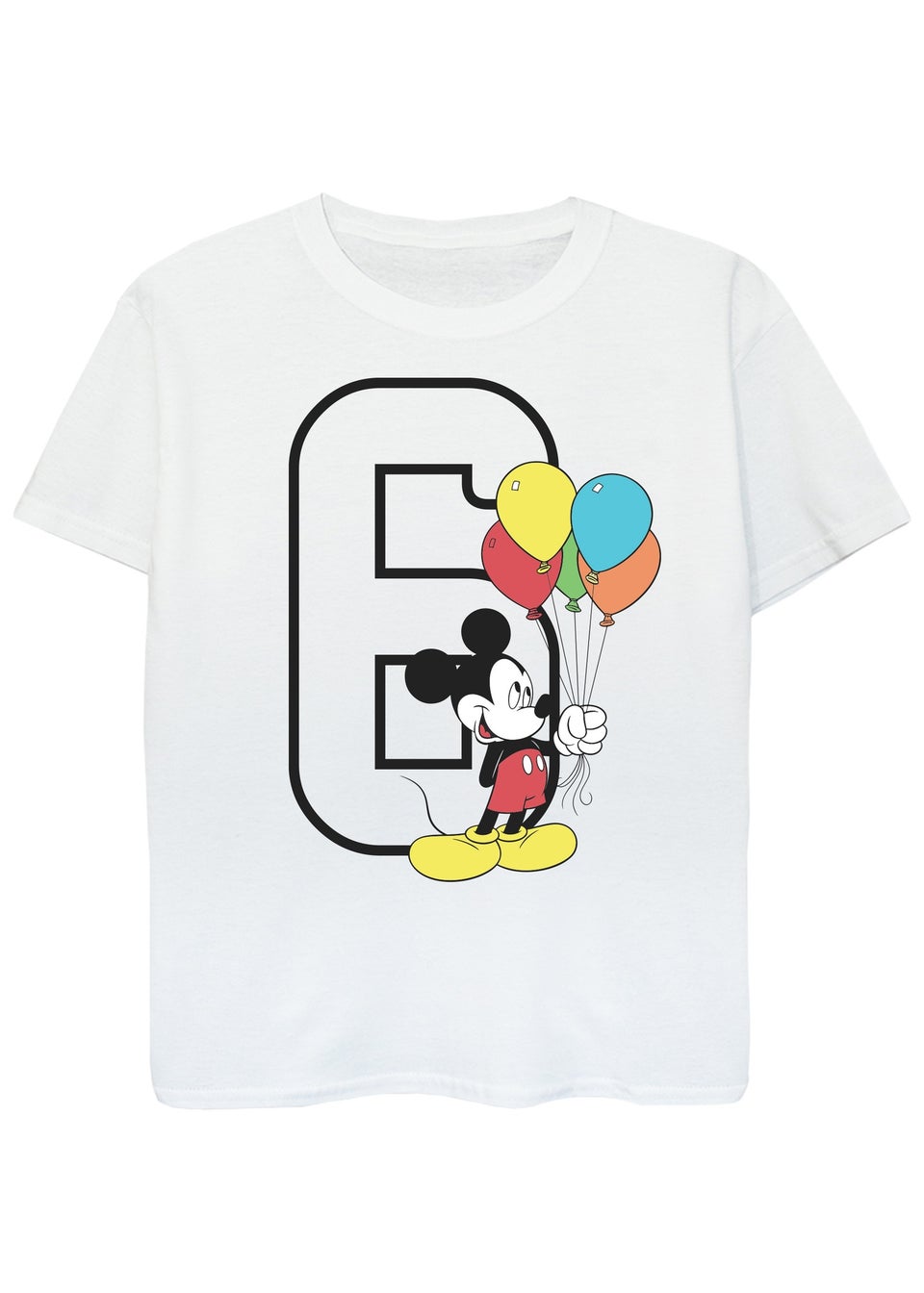 Disney Mickey Mouse 6th Birthday Kids White Graphic T-Shirt (5-8 Years)