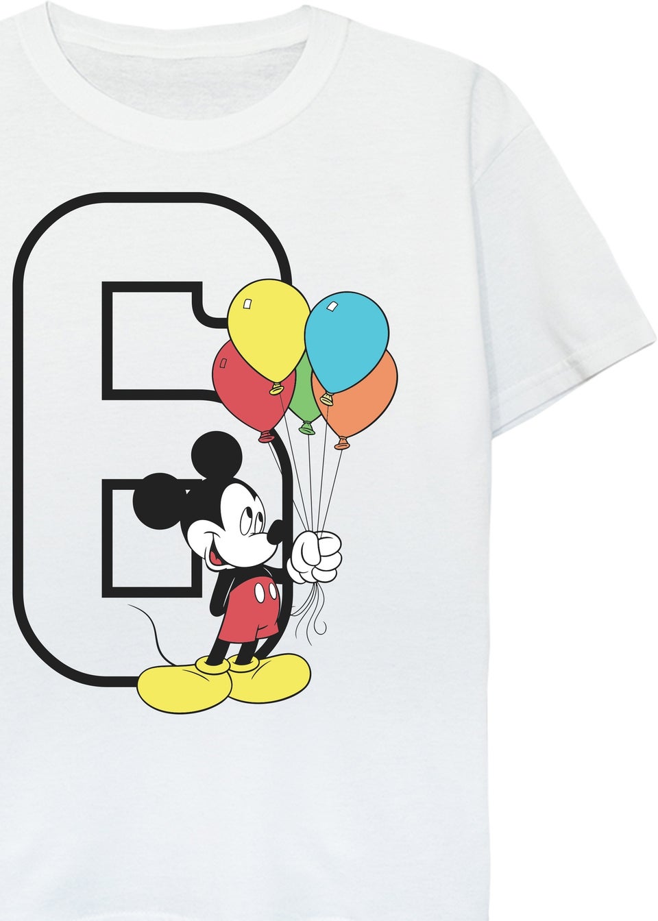 Disney Mickey Mouse 6th Birthday Kids White Graphic T-Shirt (5-8 Years)
