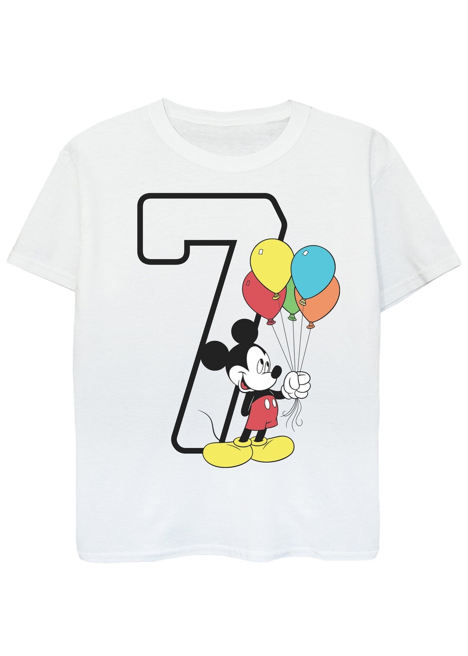 Disney Mickey Mouse 7th Birthday Kids White Graphic T-Shirt (7-11 Years)