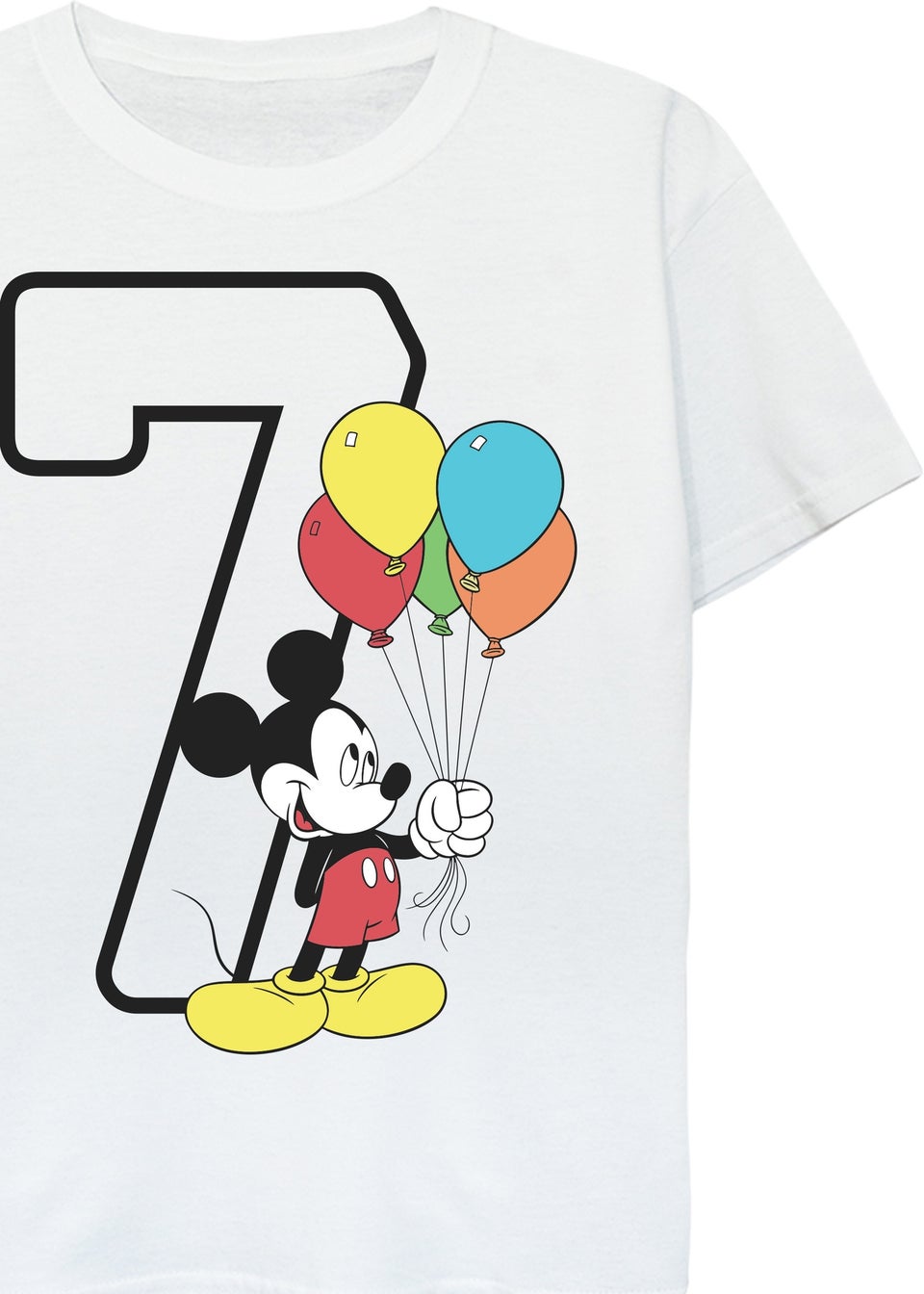 Disney Mickey Mouse 7th Birthday Kids White Graphic T-Shirt (7-11 Years)