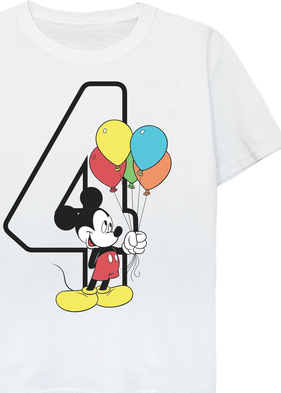 Disney Mickey Mouse 4th Birthday Kids White Graphic T-Shirt (3-6 Years)